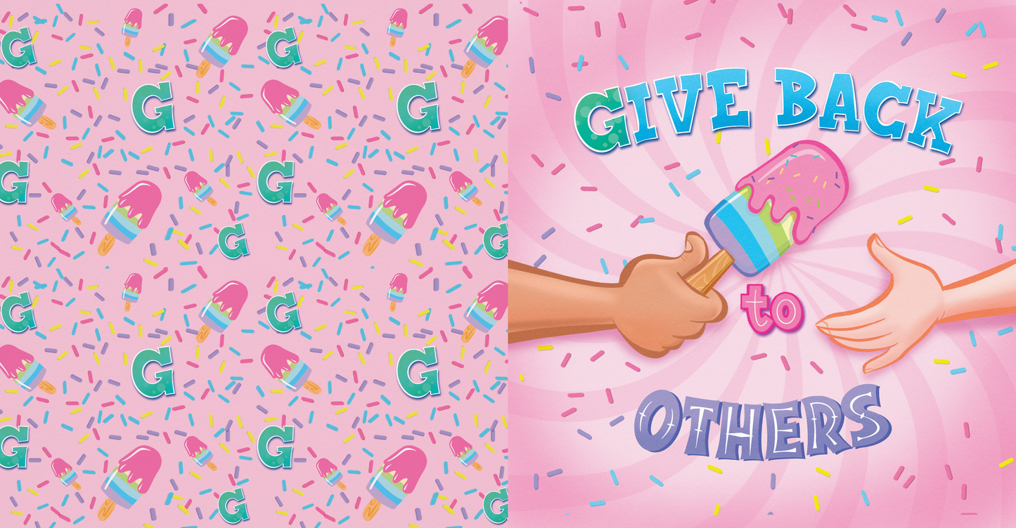 Preview pages from 'The ABC’s to a Mindful Life' by Lauren Grabois Fischer, featuring colorful designs with messages like 'Give Back to Others' and 'Never Give Up,' teaching mindfulness, kindness, and positivity to children