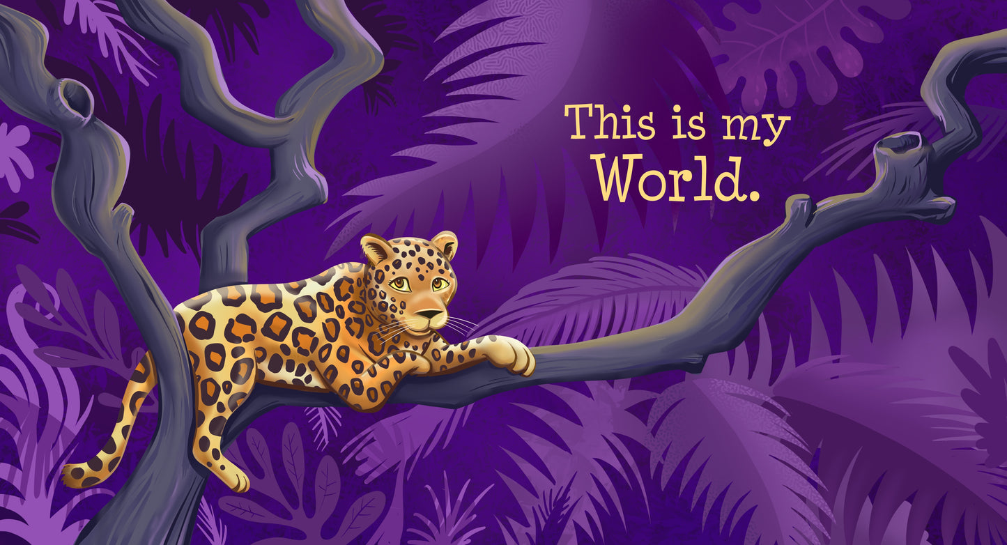 Illustrations from 'Coexist' by Lauren Grabois Fischer, featuring vibrant scenes of wildlife including elephants, toucans, leopards, and marine life, celebrating nature and environmental appreciation